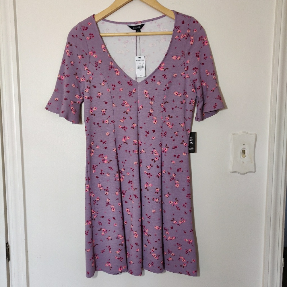 NWT Express purple pink floral print dress